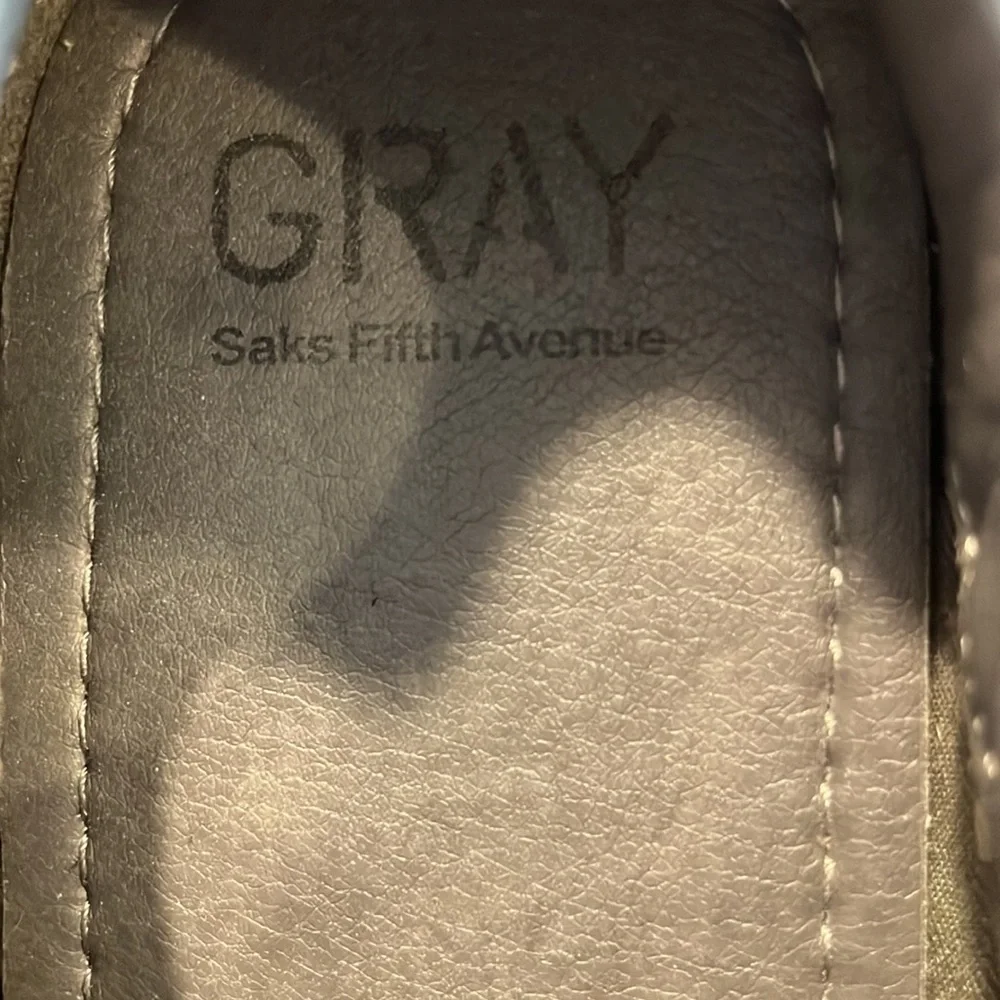 Gray Saks Fifth Avenue Paley Lace Up Leather Canvas Men Shoes Sneakers Size 9.5